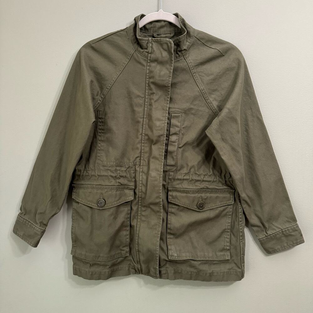 Madewell Women XXS Utility Jacket Military Green Flap Patch Pockets Full Zip